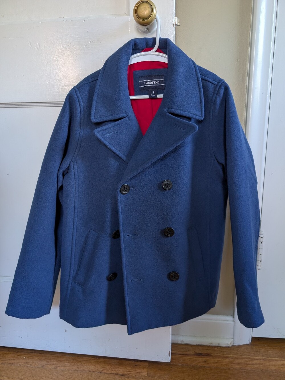 Lands' End Kid's Blue Double-Breasted Pea Coat Size 10